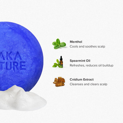 Maka Nature Low-Carbon Shampoo Bar | Korean K-Beauty Haircare with Natural Ingredients for Scalp & Hair Types | Vegan, Eco-Friendly, pH balanced, 3.35oz (Cooling)