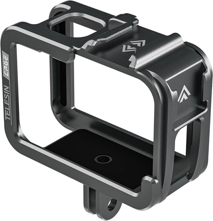 TELESIN Aluminum Case Metal Cage Protective Frame Housing for GoPro Hero 13 12 11 10 9, Fits for Go Pro When ND CPL Lens Filter Max Lens Mount on, with Cold Shoe Connect to Video Light Microphone