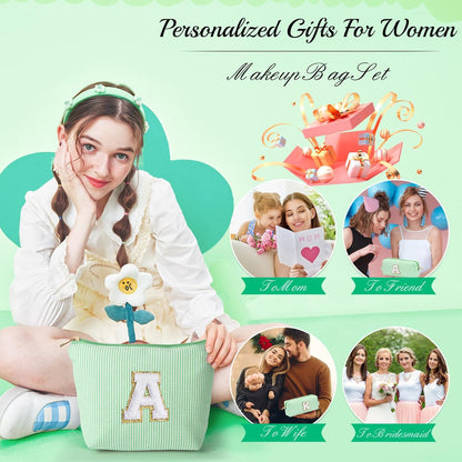 YOOLIFE Initial Makeup Bag for Girls - Skin Care for Teens 10-12 | Christmas & Birthday Gifts for Girls 3-13 | Trendy Stuff