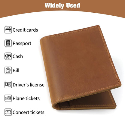 Jack&Chris Leather Passport Holder, Handmade Passport cover, Travel Wallet Cover Case for Men and Women, Leather Travel Documents Organizer Protector, JC107