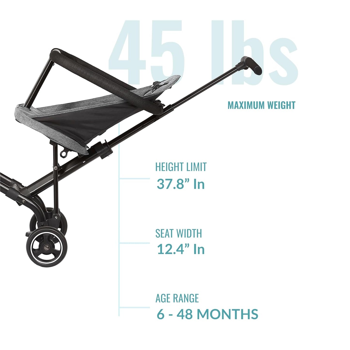 Dream On Me Lightweight And Compact Coast Rider Stroller With One Hand Easy Fold, Adjustable Handles And Soft Ride Wheels, Grey