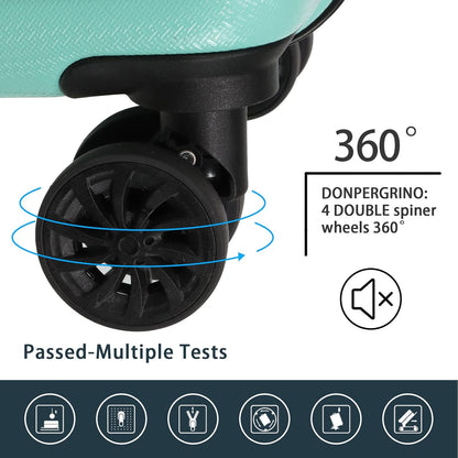 Luggage Sets 3 Piece(20/24/28)-Suitcase Set- Luggage with Wheels-PC + ABS Durable Lightweight Rotating hardshell suitcase 5PCS(Mint Green)…