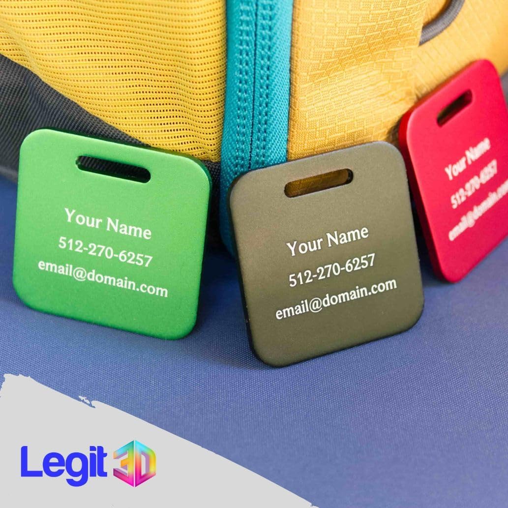 Custom Metal Luggage Tags (3 or 6 Pack) - Personalized Unique Suitcase & Backpack Travel, Durable, Waterproof & Heavy Duty (Green)