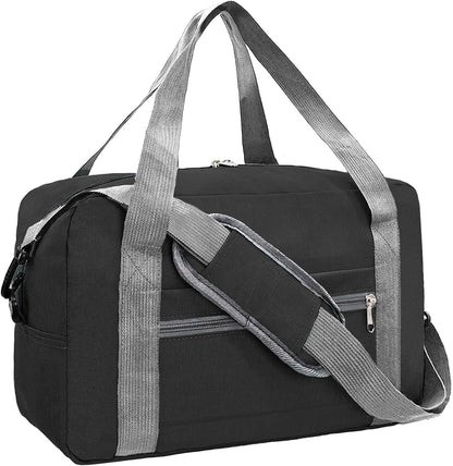 Foldable Carry on Luggage Bag 22x14x9 Personal Item Bag for Airplanes Travel Duffel Bag for Women and Men (40L, Black)