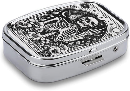 Metal 2 Compartment Pill Organizer Travel Friendly Portable Compact Pill Box Cute Pill Case to Hold Vitamins,Fish Oil,Supplements,Meds,Tablet for Purse,Pocket. (Last)