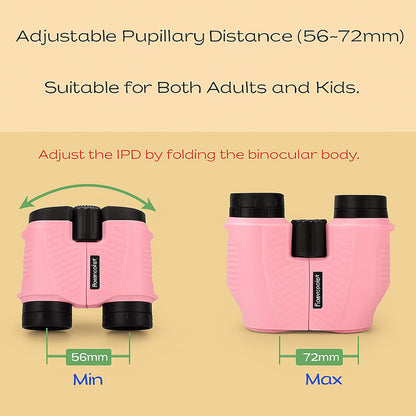 12x25 Compact Binoculars for Adults & Kids, High Powered Lightweight Waterproof Binoculars with Large Eyepiece, Low Light Vision for Bird Watching, Hunting, Travel, and Sightseeing