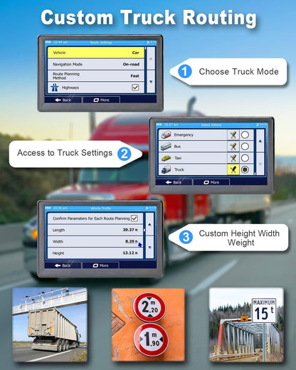 OHREX N800 GPS Navigator for Car with Bluetooth, 7” Truck GPS Commercial Drivers, 2025 Maps (Free Lifetime Updates), Semi Trucker GPS Navigation Systems, Custom Truck Routing