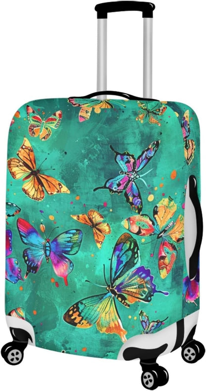 Butterflies Print Baggage Covers for 26-29 Inch Anti Scratch Luggage Protector for Women Girls Boys Non Slip Spandex Suitcase Cover Colorful Luggage Cover