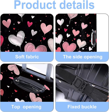 Luggage Cover Washable Suitcase Protector Anti-Scratch,Stretchable Fit for 20-34Inch Luggage Durable Travel Bag Cover with Zipper Closure (Heart-2, M(fits 24-26Inch suitcase))