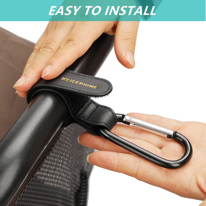 4Pack Universal Baby Stroller Hooks Clips for Hanging Bags and Shopping,Convenient Stroller Straps Accessories Perfect for Uppababy, Babyzen Yoyo, Britax, Bugaboo, Bob, Buggy, Shopping Cart（Black）