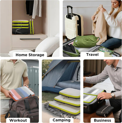 Cipway Compression Packing Cubes, See Through Mesh Luggage Organizer Bags, Travel Essentials for Carry on Suitcase with Laundry Bag and Clear Toiletries Bag（6 Pcs,Blue）
