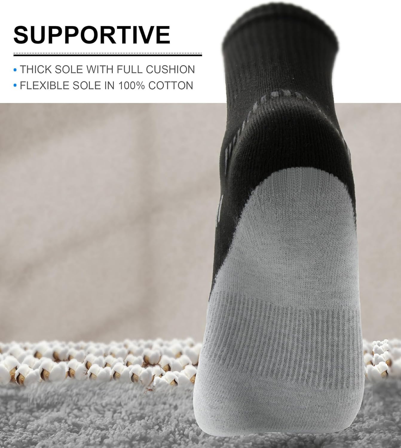 BULLIANT Compression Socks for Men 6Pairs, Athletic Crew Socks Cushioned For Men Sports Running-Arch Support