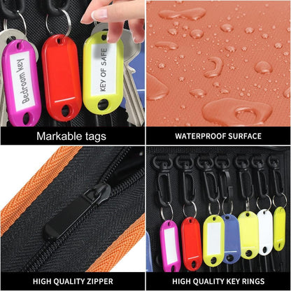 Sdstone 54 Hooks Portable Zippered Key Organizer,Fireproof and Waterproof Key Case,Portable Manager & Landlord Zipper Key Binder For Real Estate Sales,Hotel Executives, Car Service(Brown)