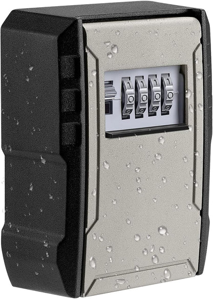UPGRADE Extra Large Capacity Key Lock Box, Weatherproof Wall Mount Key Box for Car Keys, Fob, House Keys, Key Safe Security Storage Lock Box for Indoor, Outdoor, Garage, Garden, Store (1, Grey)