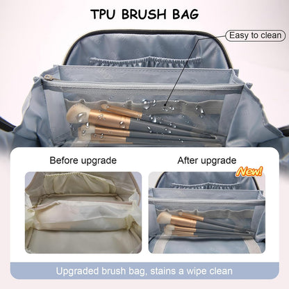 Travel Makeup Bag Cosmetic Bags for Women: 3 Sets Large Capacity Make up Bag - Portable Toiletry Bags with Handle for Women(05-Dark Blue)