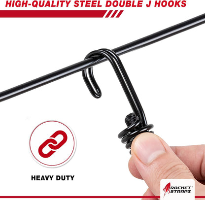 Rocket Straps - Ultimate Adjustable Outdoor Bungee Cord Assortment - Heavy Duty Set of 20 Bungee Cords (36") Double-J Hooks - Elastic Straps for Camping, Securing, and DIY Multipurpose