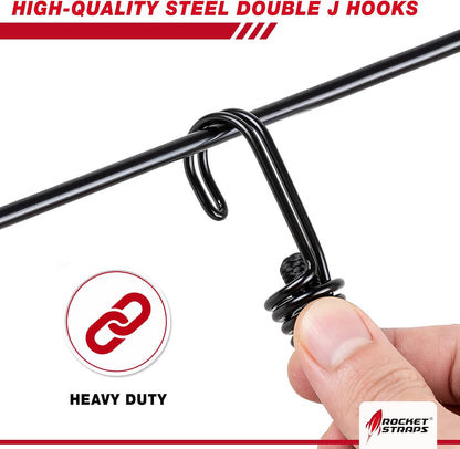 Rocket Straps - Ultimate Outdoor Bungee Cord Assortment - Heavy Duty Set of 12 Bungee Cords (72") Double-J Hooks - Elastic Straps for Camping, Securing, and DIY and Multipurpose