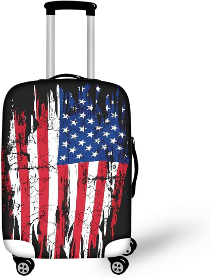 USA Flag Star Stripes Flag Luggage Covers Protector Elastic Spandex Baggage Case Fit 18-21 Inch, 4th of July Independence Day, American Flag Travel Suitcase Cover, Patriotic Flag