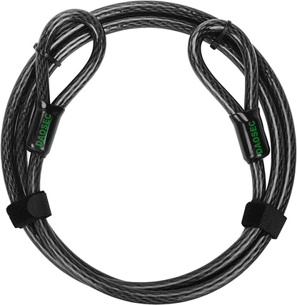 7 ft x 1/2" Heavy Duty Cut-Proof Security Cable | Flexible Vinyl-Coated Braided Steel with Looped Ends | Weatherproof Anti-Theft Locking Cable for Bikes, Gates, Kayaking & Outdoor Equipment