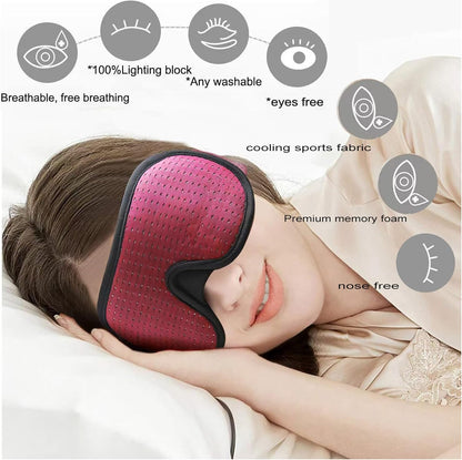 Sleep Mask for Men and Women 3D Contoured Eye Mask Patented Adjustable Light Blocking Night Mask for Sleeping (Red)