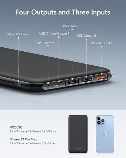 Charmast 26800mAh Slim Portable Charger Power Bank, 15W Fast Charging Battery Pack, Travel Essentials Compatible with iPhone 16/16 Pro/16 Pro Max, iPhone15/14/13/12 Series, iPad, Samsung etc