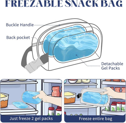 Cerbonny Reusable Lunch Bag, Freezable Insulated Cooler Bag, Leak-Proof, Portable, Navy Blue, 2.5L, 5x9x4 inches
