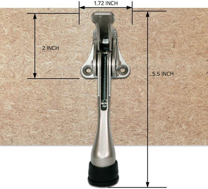 One Touch Kickdown Door Stopper, Door Holder, Heavy Duty Door Stops, Bottom of Door, Height-Adjustable Rubber Tips by HASHI (Satin Nickel 4 inch x 1pack)