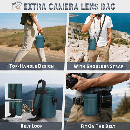 RAINSMORE Camera Backpack Hard Shell for DSLR/SLR Waterproof Camera Bag with Laptop Compartment 15.6 Inch Professional Camera Case with Rain Cover Photography Backpack Bag with Camera Lens Case Green