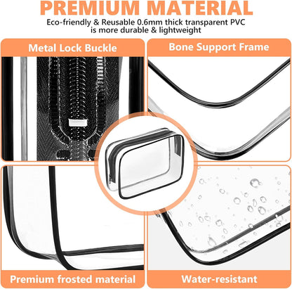 AURUZA 4 Pack Clear Toiletry Bag, Portable Travel Makeup Pouch with Zipper, TSA Approved Organizer, PVC Cosmetic for Airport Airline Compliant