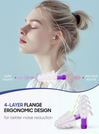 Ear Plugs for Airplane Pressure Relief, 2 Pairs Adults Soft Silicone Reusable Airplane Earplugs 26dB, with Silicone Connector Cord, Travel Essentials for Flying, Ear Protection Earplugs for Plane