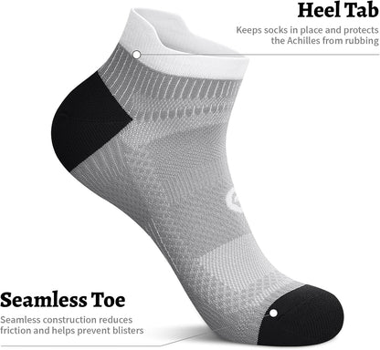 PAPLUS Ankle Compression Sock for Men and Women 2/4/6 Pairs, Low Cut Compression Running Sock with Ankle Support