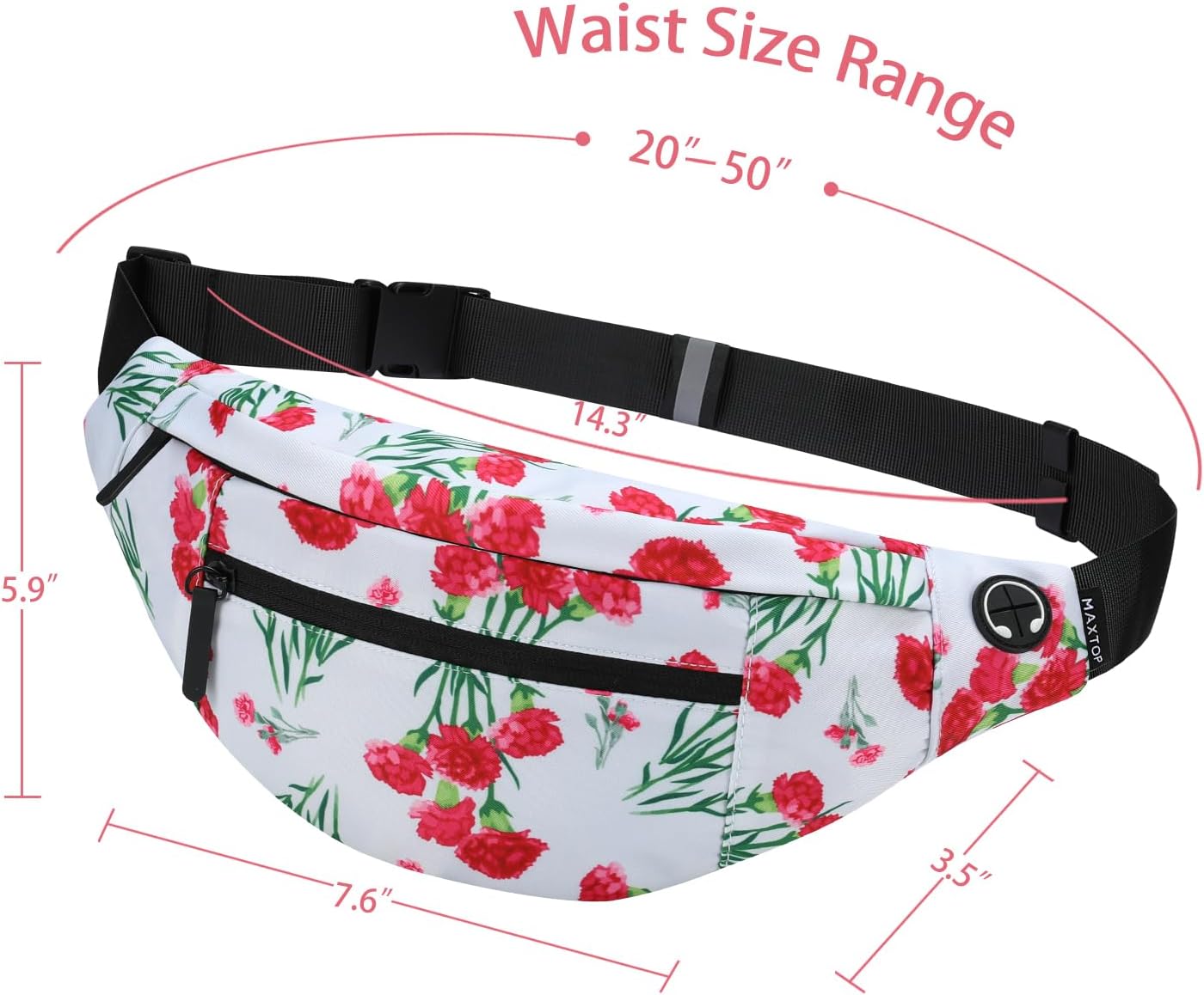 MAXTOP Large Crossbody Fanny Pack with 4-Zipper Pockets,Gifts for Enjoy Sports Festival Workout Traveling Running Casual Hands-Free Wallets Waist Pack Phone Bag Carrying All Phones