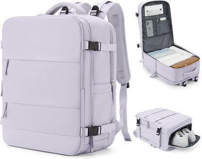 coowoz Large Travel Backpack Carry On for Women Man Gym Backpack with Laptop Compartment Mochila de Viaje Teacher Personal Item Backpacks Rucksack Airplane Accessories Must Haves Purple