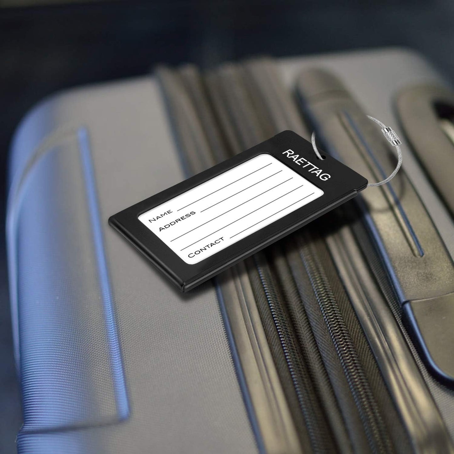 Luggage Tags Metal Suitcase Tags Travel Bag ID Identifier Luggage Tag (Black 2-Pack)