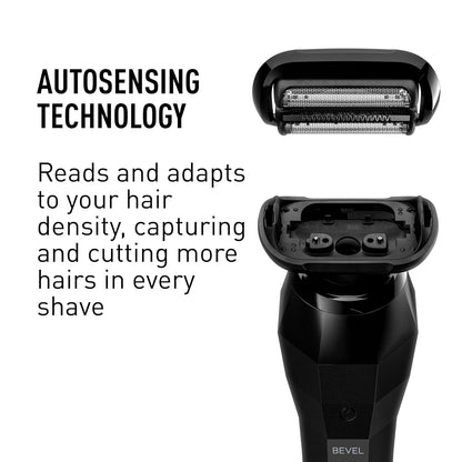 Bevel Electric Shaver for Men, Mens Foil Shavers for face, Wet & Dry Shave, Waterproof, Fast Charging, Cordless Rechargeable, Black
