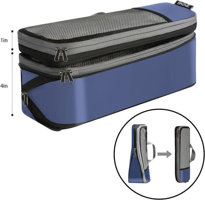 BAGAIL 4 Set/6 Set/8 Set Compression Packing Cubes Travel Accessories Expandable Packing Organizers (Half Mesh, 6-Navy)