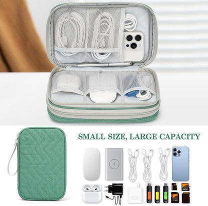 FYY Electronic Organizer, Large Travel Cable Organizer Bag Pouch Electronic Accessories Carry Case Portable Waterproof Double Layers All-in-One Storage Bag for Cable, Cord, Charger, Pattern Green