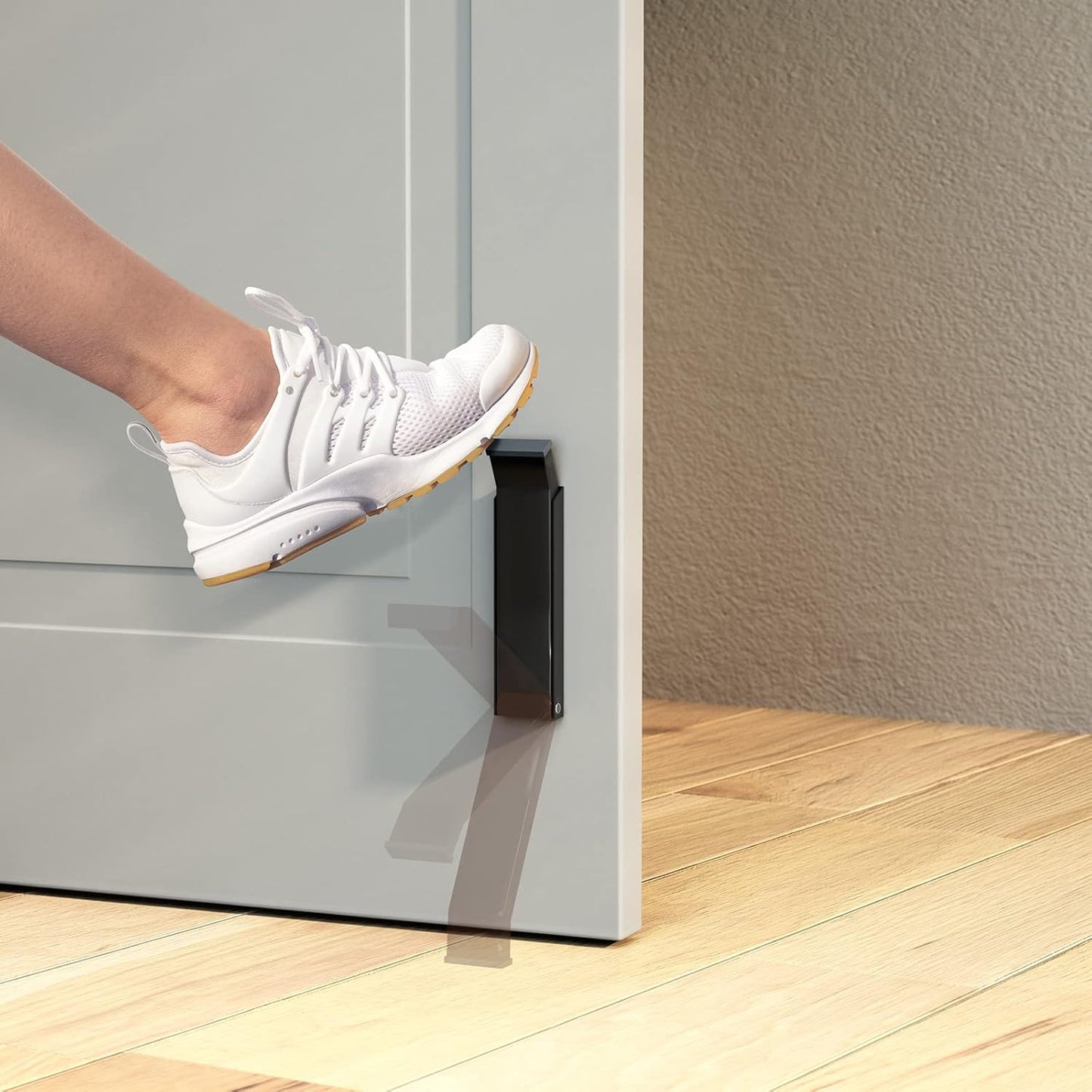 Door Stopper, Door Holder, No Drilling Door Stoppers, Easy Pedal Kick Down Door Stop (1, Black)