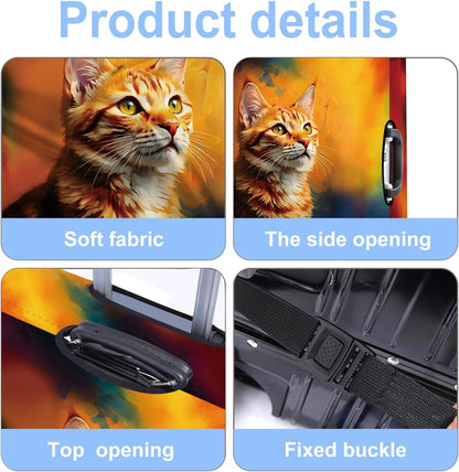 Cat Luggage Cover Washable Suitcase Protector Anti-Scratch,Stretchable Fit for 20-34Inch Luggage Durable Travel Bag Cover with Zipper Closure XL(32-34inch suitcase)