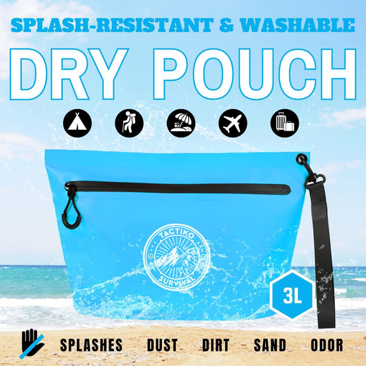 Tactiko Heavy-Duty Splash Water Resistant Zipper Pouches - Hold-All Organizers for Dry Bags, Travel Bags (Blue)
