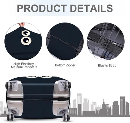 ANNA QUEEN Navy Blue Cartoon Eyes Luggage Cover, Funny Suitcase Protector for 32-34 Inch Luggage, Stretchable & Washable Travel Cover, Cute, Durable & Easy to Spot