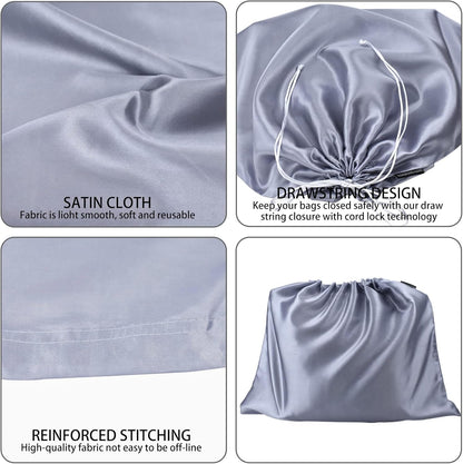 6 Pack Dust Bags for Handbags Silk Dust Cover Bag for Handbags Purses Shoes Boots, Silk Dustproof Drawstring Bag Travel Storage Pouch (Gray, 19.6 × 15.7 in)