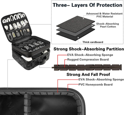 MATEIN Cord Organizer Case with Adjustable Divider, DJ Cable File Bag for DJ Gear, Sound Instrument and Music Equipment Accessories, Shockproof Portable Double Layer Cord Bags, Black
