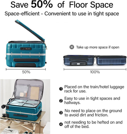Hanke 26 Inch Large Luggage Suitcase Top Opening Aluminum Frame Tsa Luggage Hard Shell Suitcases with Wheels for Travel Woman Men, Caribbean Blue