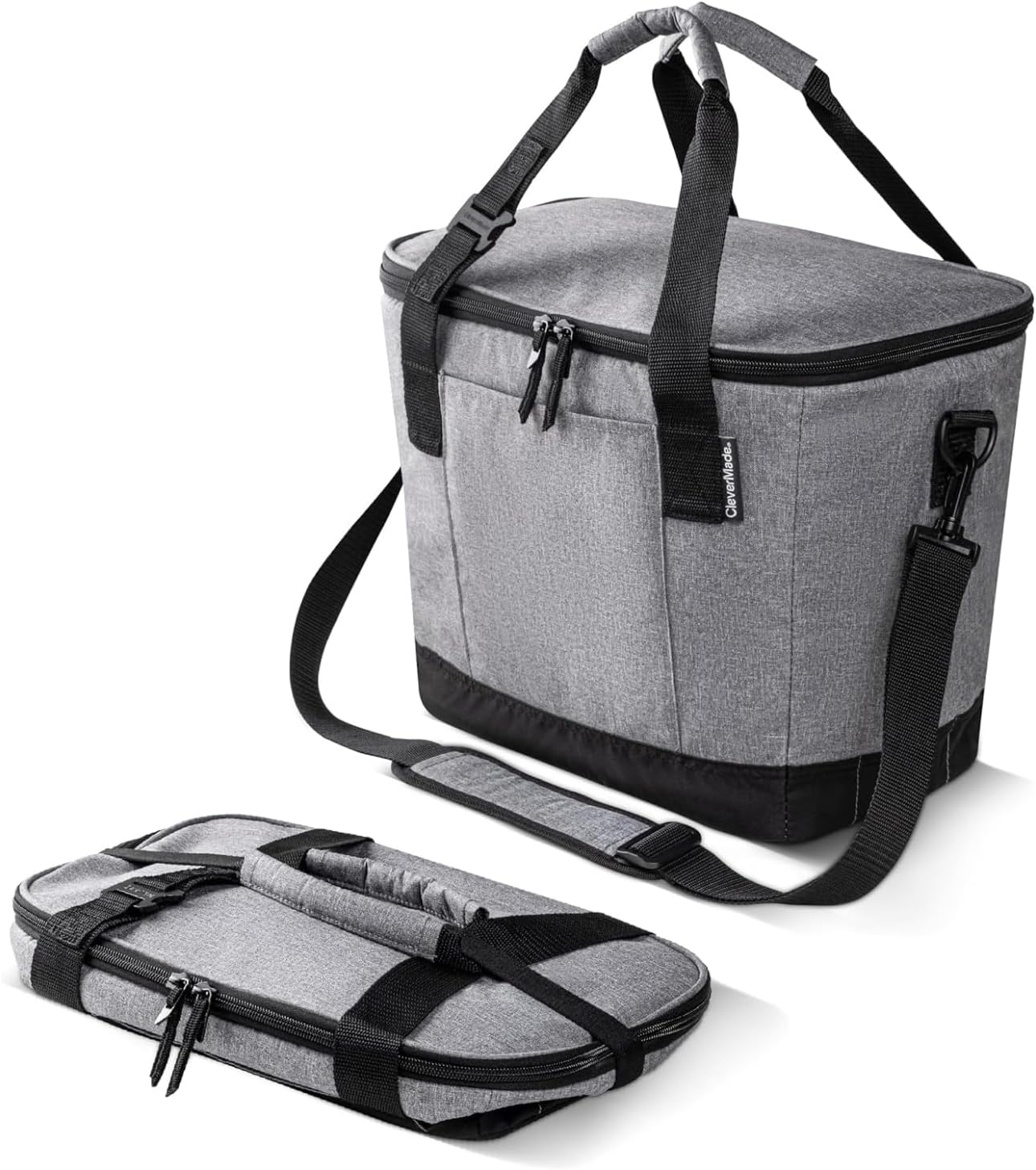 CleverMade Collapsible Insulated Cooler Bag – Leakproof Soft Folding Cooler for Beach, Travel, Car