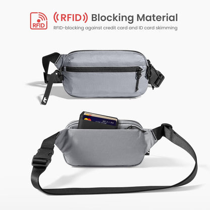 tomtoc 1.5L Sling Bag with RFID Blocking, Crossbody Bag Minimalist Chest Shoulder Pack for Men and Women, Water-resistant Lightweight Casual Waist Fanny Pack for Travel, Daily Use