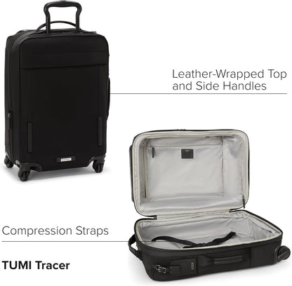 TUMI - Voyageur Leger 4 Wheeled Luggage - Women's Lightweight and Spacious, Sleek Silhouette, Durable Premium Suitcase - 21.8" International Expandable Carry-On, Black with Gunmetal Hardware