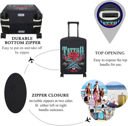 Explore Land Travel Luggage Cover Suitcase Protector Fits 27-30 Inch Case (Blade Rose, L)