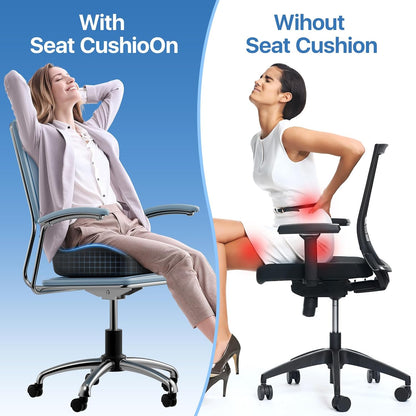 Seat Cushion, Extra Large Memory Foam Cushion for Office Chair Cushions, Ergonomic Cushions Pad Pillow for Pressure Relief Sciatica & Pain Relief for Long Sitting