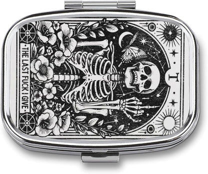 Metal 2 Compartment Pill Organizer Travel Friendly Portable Compact Pill Box Cute Pill Case to Hold Vitamins,Fish Oil,Supplements,Meds,Tablet for Purse,Pocket. (Last)